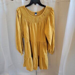 OLd‎ Navy Dress Small Tall Marigold Tiered Smocked Balloon Sleeves Fairy 17479